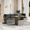 Image de vidaXL Salon de jardin 5 pcs avec coussins gris résine tressée