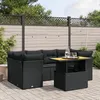 Image de Vidaxl Salon De Jardin 7 Pcs Avec Coussins Noir RÃ©sine TressÃ©e