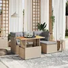 Image de Vidaxl Salon De Jardin Avec Coussins 6 Pcs Beige RÃ©sine TressÃ©e