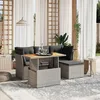 Image de Vidaxl Salon De Jardin 6 Pcs Avec Coussins Gris RÃ©sine TressÃ©e