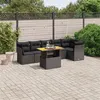 Image de vidaXL Salon de jardin 7 pcs avec coussins noir résine tressée