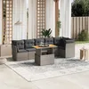 Image de Vidaxl Salon De Jardin Avec Coussins 7 Pcs Gris RÃ©sine TressÃ©e