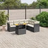Image de vidaXL Salon de jardin 7 pcs avec coussins noir résine tressée