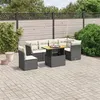 Image de vidaXL Salon de jardin 7 pcs avec coussins noir résine tressée