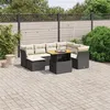 Image de vidaXL Salon de jardin 8 pcs avec coussins noir résine tressée