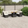 Image de vidaXL Salon de jardin 9 pcs avec coussins noir résine tressée