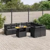 Image de vidaXL Salon de jardin 10 pcs avec coussins noir résine tressée