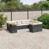 Image de Vidaxl Salon De Jardin 10 Pcs Avec Coussins Noir RÃ©sine TressÃ©e