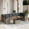 Image de Vidaxl Salon De Jardin 11 Pcs Avec Coussins Gris RÃ©sine TressÃ©e