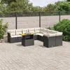 Image de vidaXL Salon de jardin 11 pcs avec coussins noir résine tressée