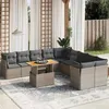 Image de vidaXL Salon de jardin 11 pcs avec coussins gris résine tressée