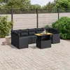 Image de vidaXL Salon de jardin 8 pcs avec coussins noir résine tressée