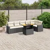 Image de Vidaxl Salon De Jardin 7 Pcs Avec Coussins Noir RÃ©sine TressÃ©e