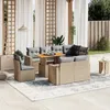 Image de Vidaxl Salon De Jardin Avec Coussins 9 Pcs Beige RÃ©sine TressÃ©e
