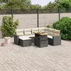 Image de vidaXL Salon de jardin 8 pcs avec coussins noir résine tressée