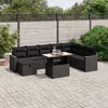 Image de Vidaxl Salon De Jardin 9 Pcs Avec Coussins Noir RÃ©sine TressÃ©e