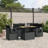 Image de vidaXL Salon de jardin 6 pcs avec coussins noir résine tressée
