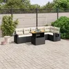 Image de vidaXL Salon de jardin 7 pcs avec coussins noir résine tressée