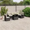 Image de vidaXL Salon de jardin 7 pcs avec coussins noir résine tressée