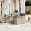 Image de Vidaxl Salon De Jardin Avec Coussins 9 Pcs Beige RÃ©sine TressÃ©e