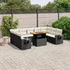 Image de Vidaxl Salon De Jardin 10 Pcs Avec Coussins Noir RÃ©sine TressÃ©e