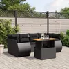 Image de Vidaxl Salon De Jardin 7 Pcs Avec Coussins Noir RÃ©sine TressÃ©e