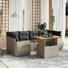 Image de Vidaxl Salon De Jardin Avec Coussins 7 Pcs Gris RÃ©sine TressÃ©e