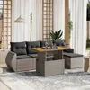 Image de Vidaxl Salon De Jardin 6 Pcs Avec Coussins Gris RÃ©sine TressÃ©e
