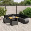 Image de Vidaxl Salon De Jardin 7 Pcs Avec Coussins Noir RÃ©sine TressÃ©e