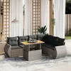 Image de Vidaxl Salon De Jardin Avec Coussins 7 Pcs Gris RÃ©sine TressÃ©e