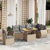 Image de Vidaxl Salon De Jardin Avec Coussins 7 Pcs Beige RÃ©sine TressÃ©e