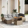 Image de Vidaxl Salon De Jardin Avec Coussins 7 Pcs Beige RÃ©sine TressÃ©e