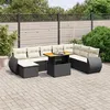 Image de vidaXL Salon de jardin 9 pcs avec coussins noir résine tressée