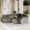 Image de vidaXL Salon de jardin avec coussins 10 pcs gris résine tressée