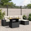 Image de vidaXL Salon de jardin 6 pcs avec coussins noir résine tressée