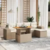 Image de Vidaxl Salon De Jardin Avec Coussins 6 Pcs Beige RÃ©sine TressÃ©e