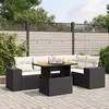 Image de vidaXL Salon de jardin 6 pcs avec coussins noir résine tressée