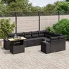 Image de Vidaxl Salon De Jardin 10 Pcs Avec Coussins Noir RÃ©sine TressÃ©e