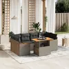 Image de Vidaxl Salon De Jardin Avec Coussins 7 Pcs Gris RÃ©sine TressÃ©e