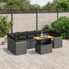 Image de Vidaxl Salon De Jardin 8 Pcs Avec Coussins Noir RÃ©sine TressÃ©e