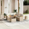 Image de Vidaxl Salon De Jardin Avec Coussins 6 Pcs Beige RÃ©sine TressÃ©e