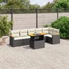 Image de Vidaxl Salon De Jardin 7 Pcs Avec Coussins Noir RÃ©sine TressÃ©e