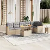 Image de Vidaxl Salon De Jardin Avec Coussins 7 Pcs Beige RÃ©sine TressÃ©e