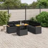 Image de vidaXL Salon de jardin 7 pcs avec coussins noir résine tressée