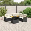 Image de vidaXL Salon de jardin 7 pcs avec coussins noir résine tressée