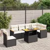 Image de vidaXL Salon de jardin 7 pcs avec coussins noir résine tressée
