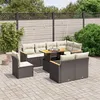 Image de vidaXL Salon de jardin 9 pcs avec coussins noir résine tressée