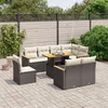 Image de Vidaxl Salon De Jardin 9 Pcs Avec Coussins Noir RÃ©sine TressÃ©e