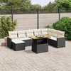 Image de vidaXL Salon de jardin 9 pcs avec coussins noir résine tressée