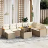 Image de Vidaxl Salon De Jardin Avec Coussins 9 Pcs Beige RÃ©sine TressÃ©e